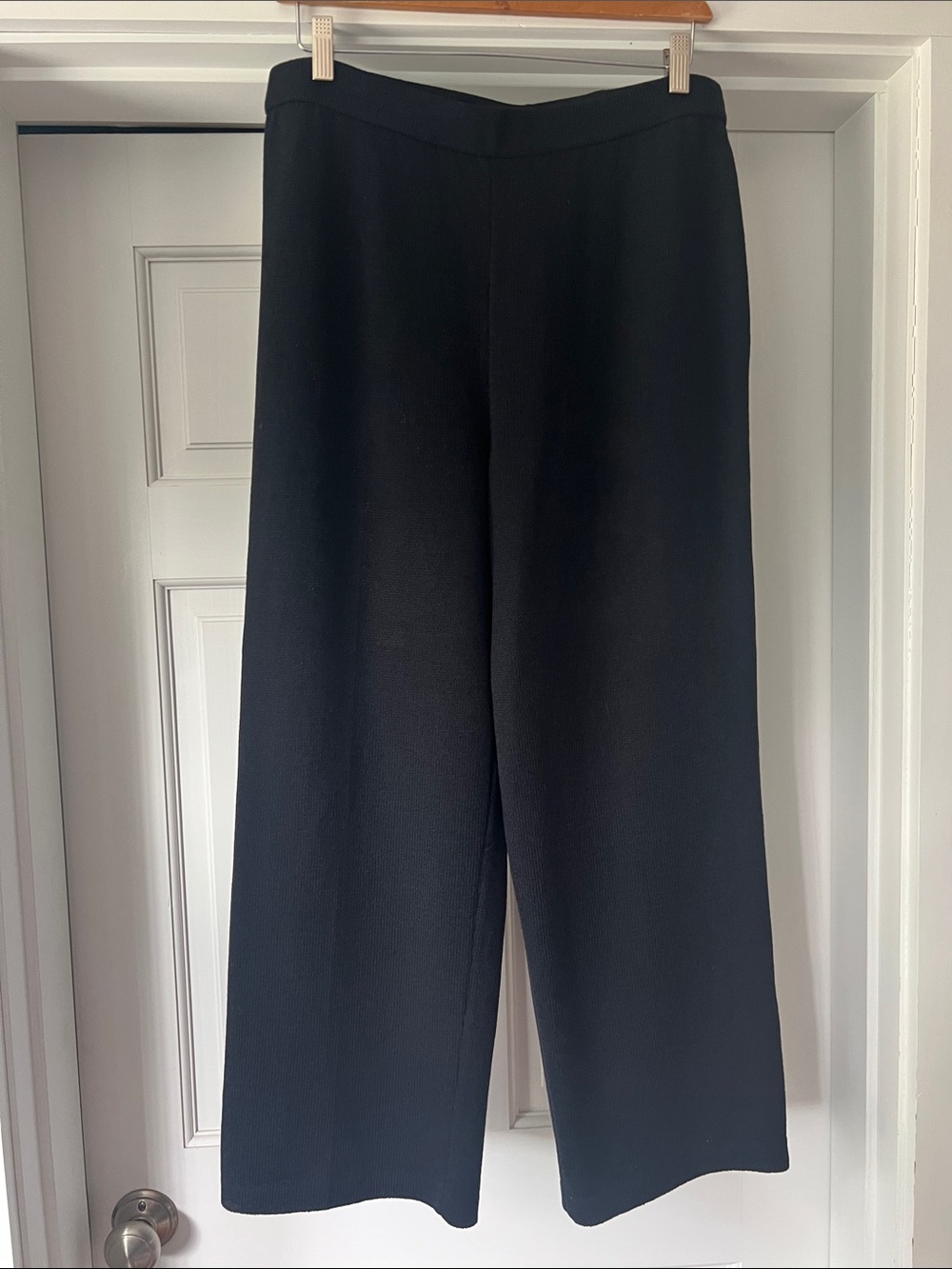 St. John Black Knit Wide-Leg Pants
